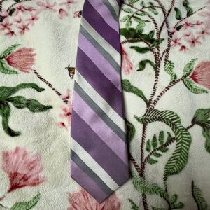 Calvin Klein Lavender and Gray Striped Tie